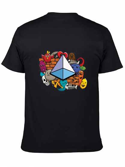 Camiseta Negra con Diseño Ethereum Doodle