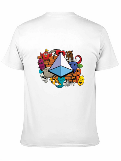 Camiseta Negra con Diseño Ethereum Doodle