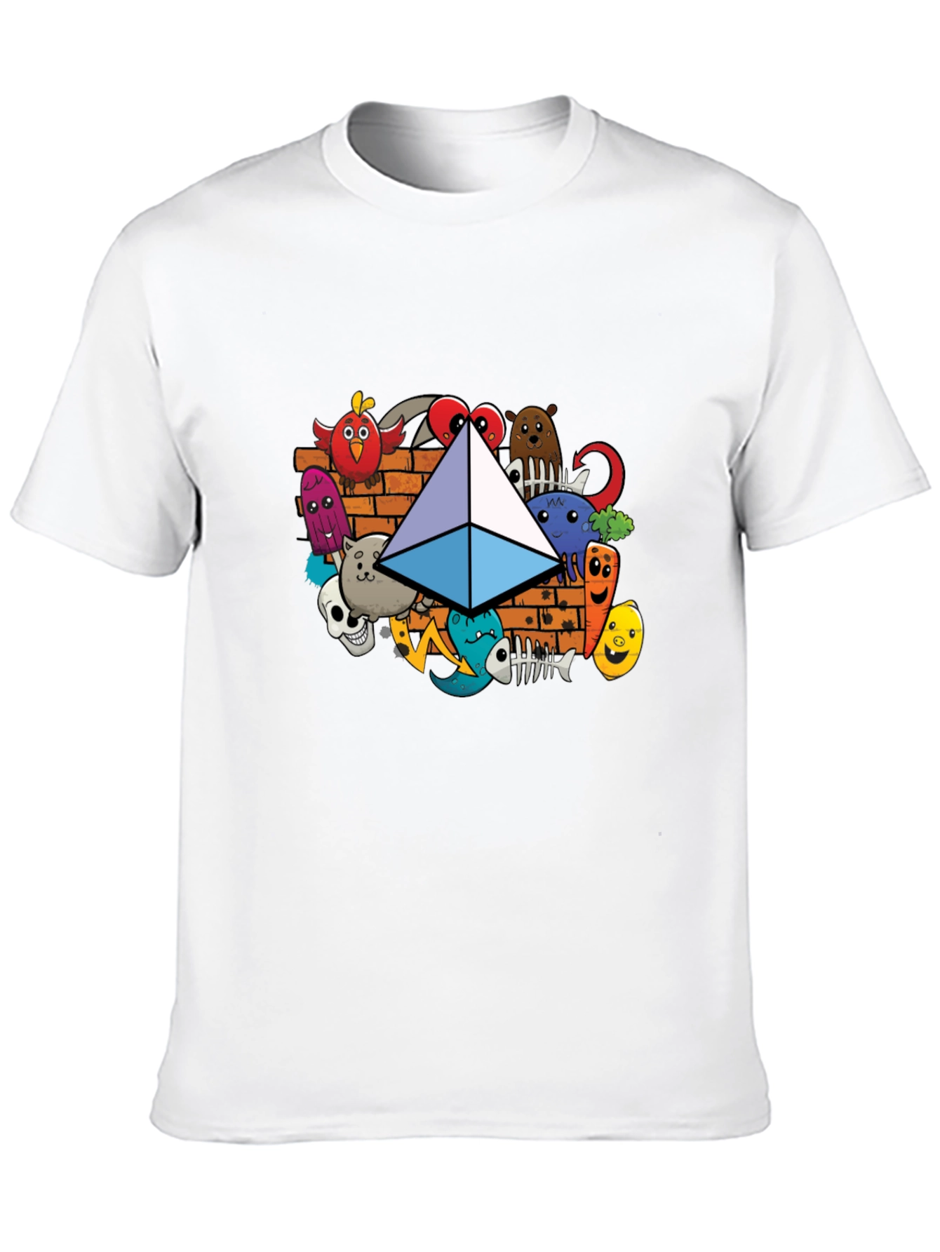 Camiseta Negra con Diseño Ethereum Doodle