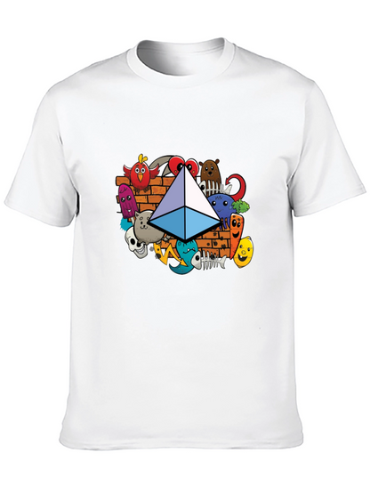 Camiseta Negra con Diseño Ethereum Doodle