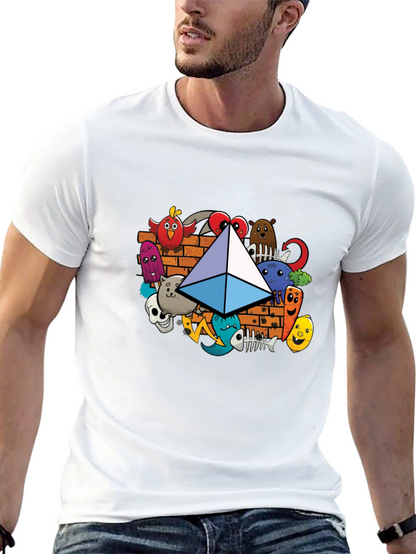 Camiseta Negra con Diseño Ethereum Doodle