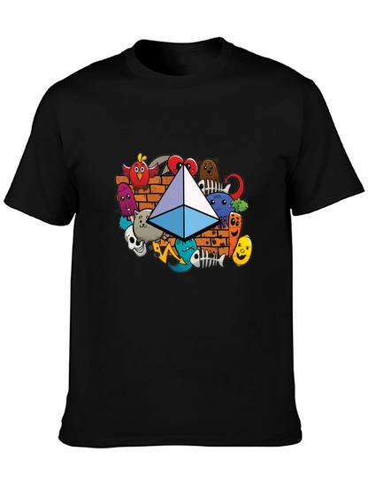 Camiseta Negra con Diseño Ethereum Doodle