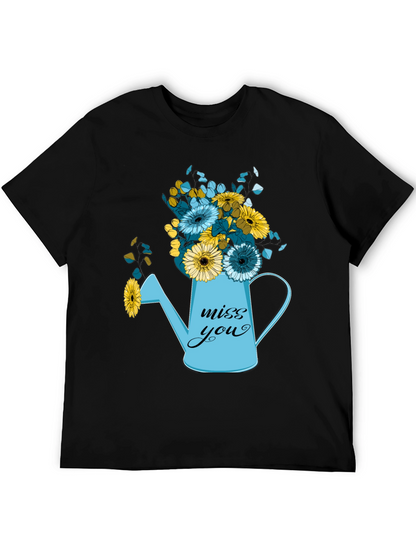 Camiseta Negra con Diseño Floral Miss You
