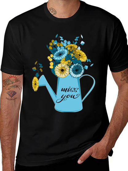 Camiseta Negra con Diseño Floral Miss You