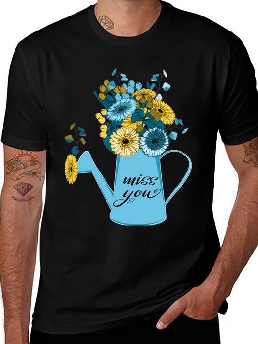 Camiseta Negra con Diseño Floral Miss You