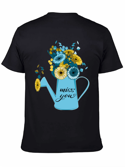 Camiseta Negra con Diseño Floral Miss You