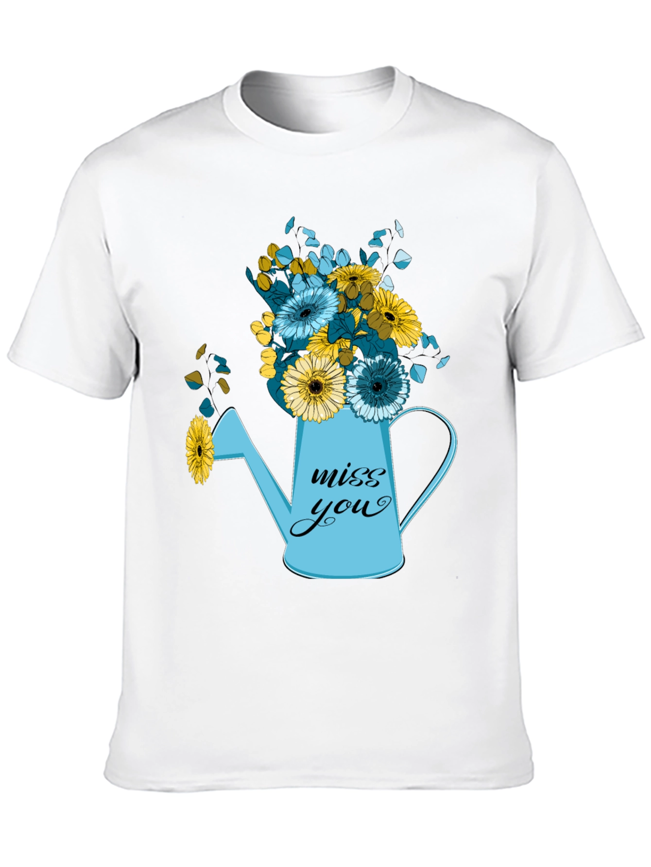 Camiseta Negra con Diseño Floral Miss You