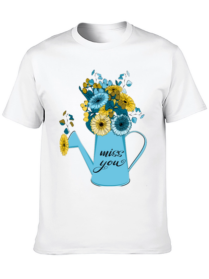 Camiseta Negra con Diseño Floral Miss You