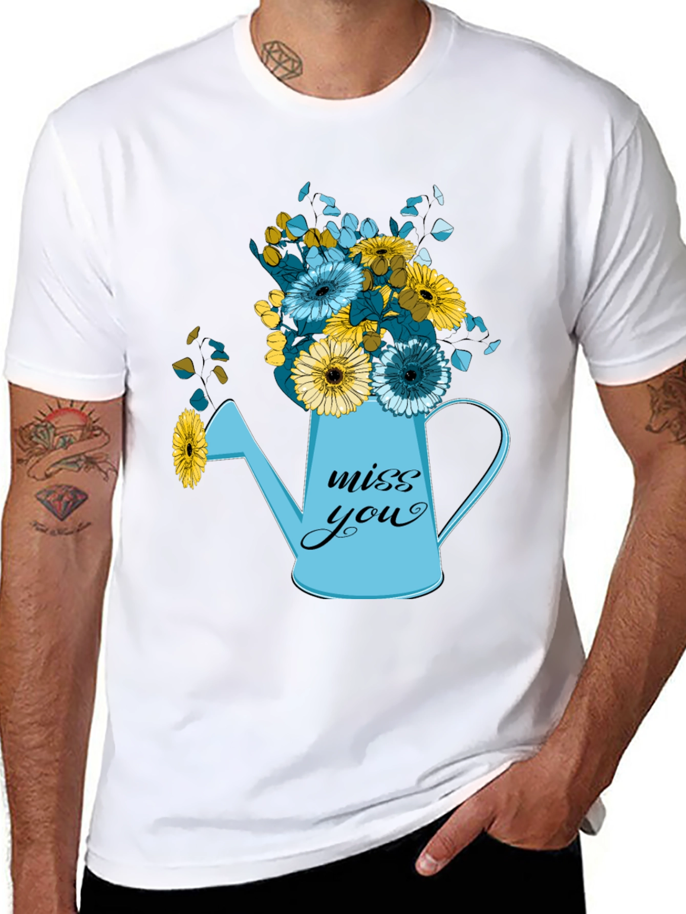 Camiseta Negra con Diseño Floral Miss You