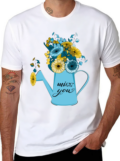 Camiseta Negra con Diseño Floral Miss You