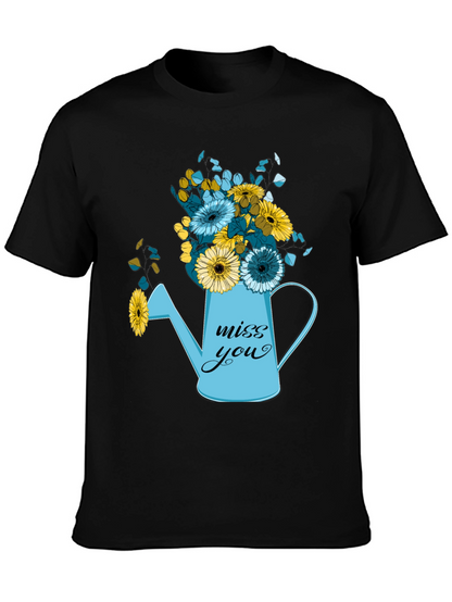 Camiseta Negra con Diseño Floral Miss You