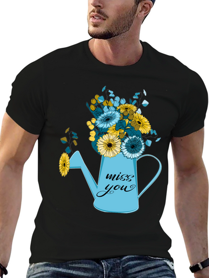 Camiseta Negra con Diseño Floral Miss You