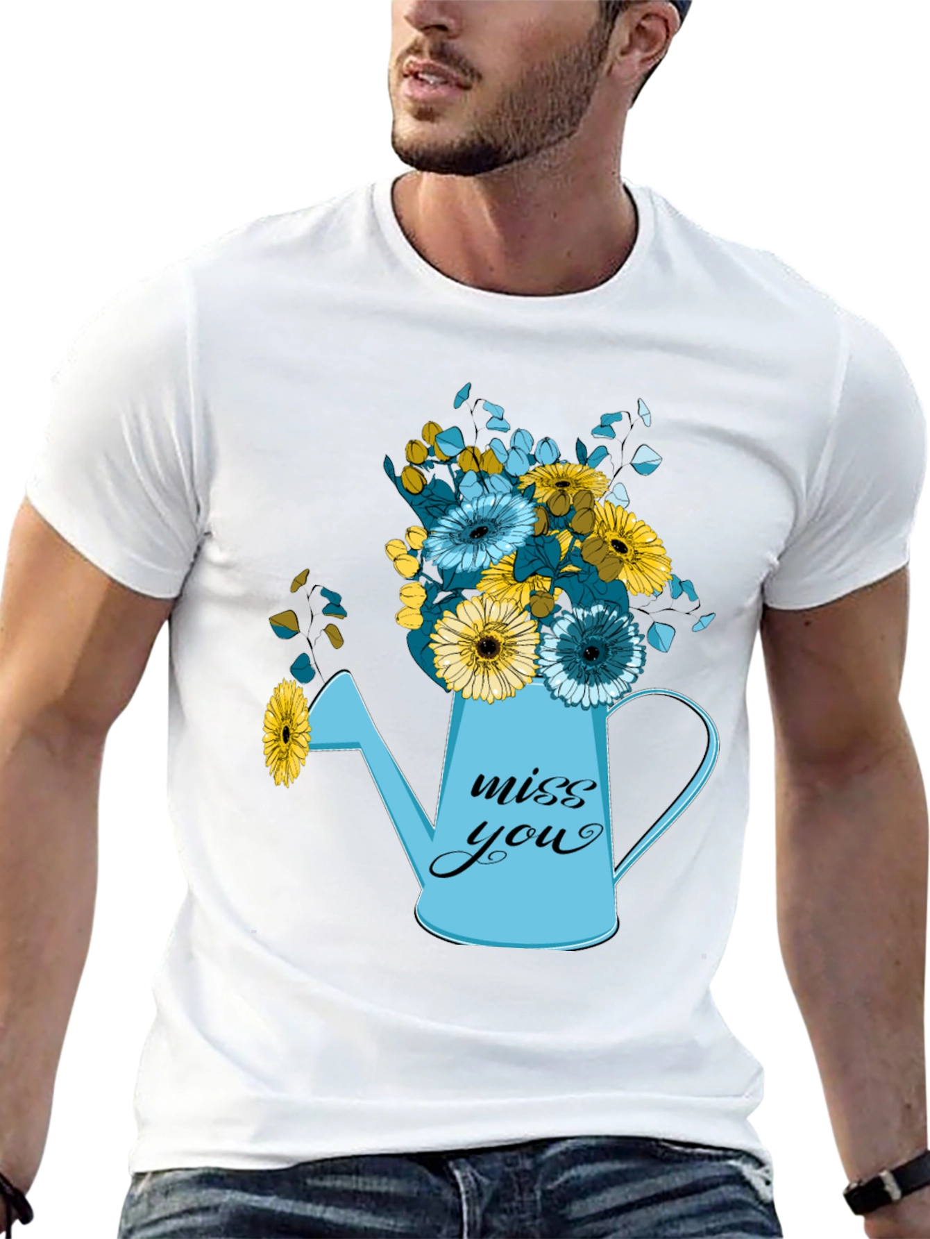 Camiseta Negra con Diseño Floral Miss You