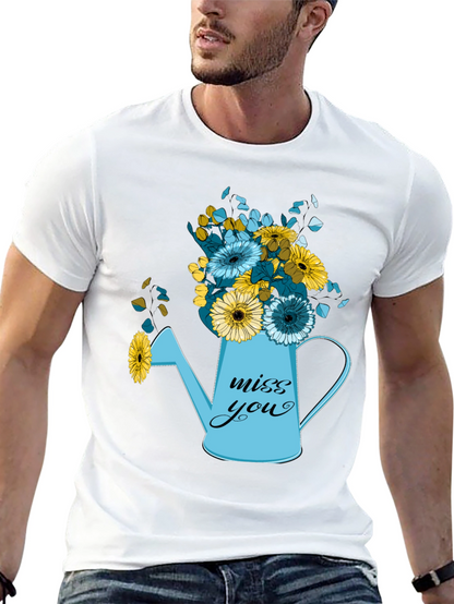 Camiseta Negra con Diseño Floral Miss You