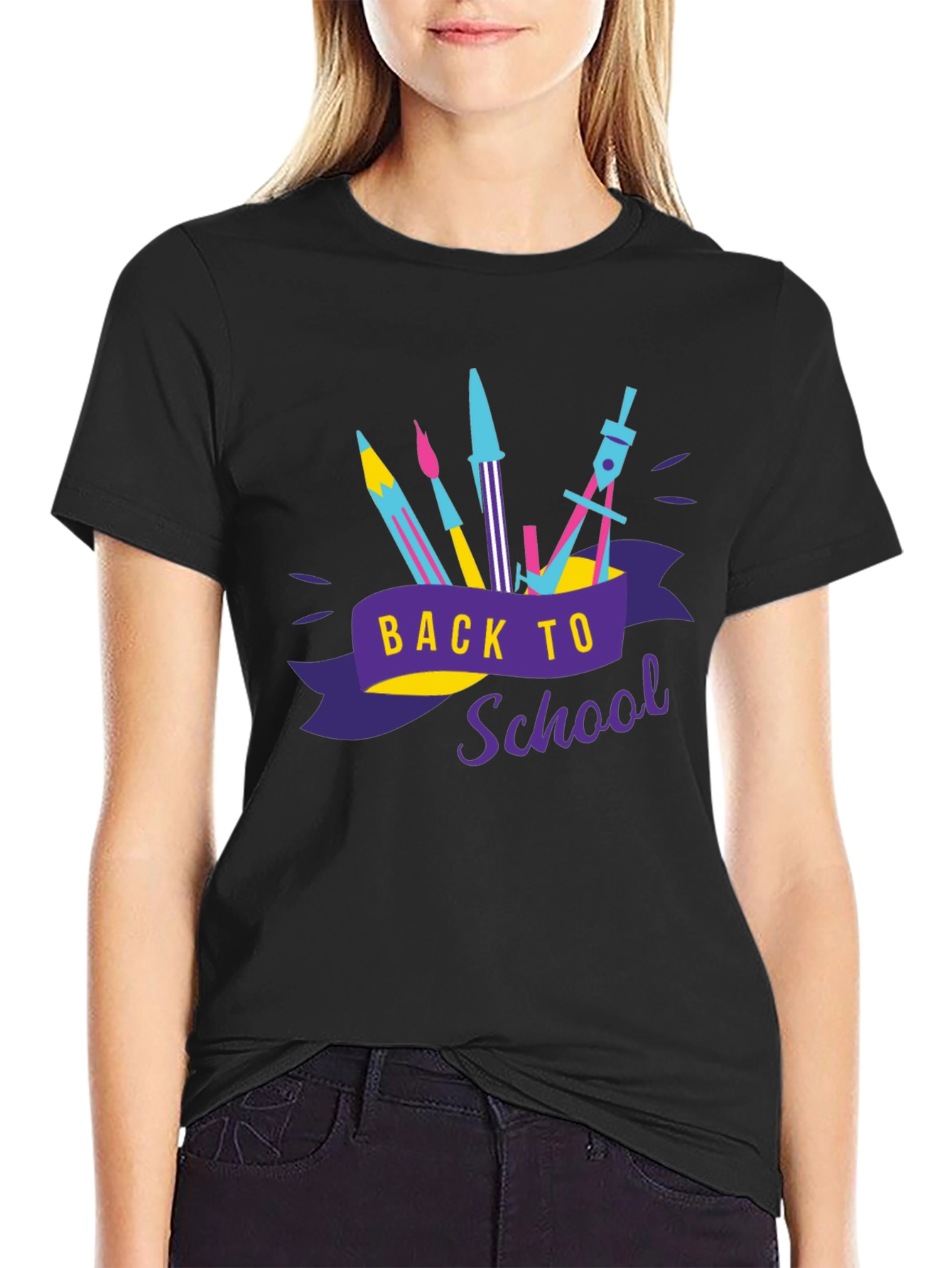 Camiseta Negra Estampada Regreso a Clases