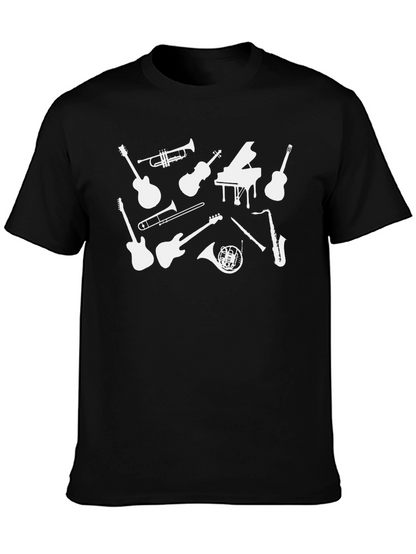 Camiseta Negra Musical con Instrumentos Blancos