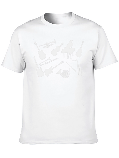 Camiseta Negra Musical con Instrumentos Blancos