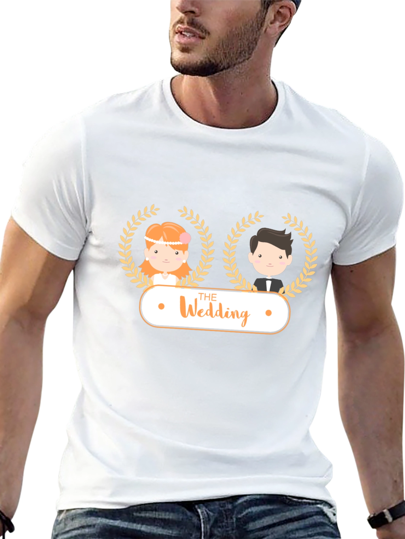 Camiseta Negra Estampado Boda Novios