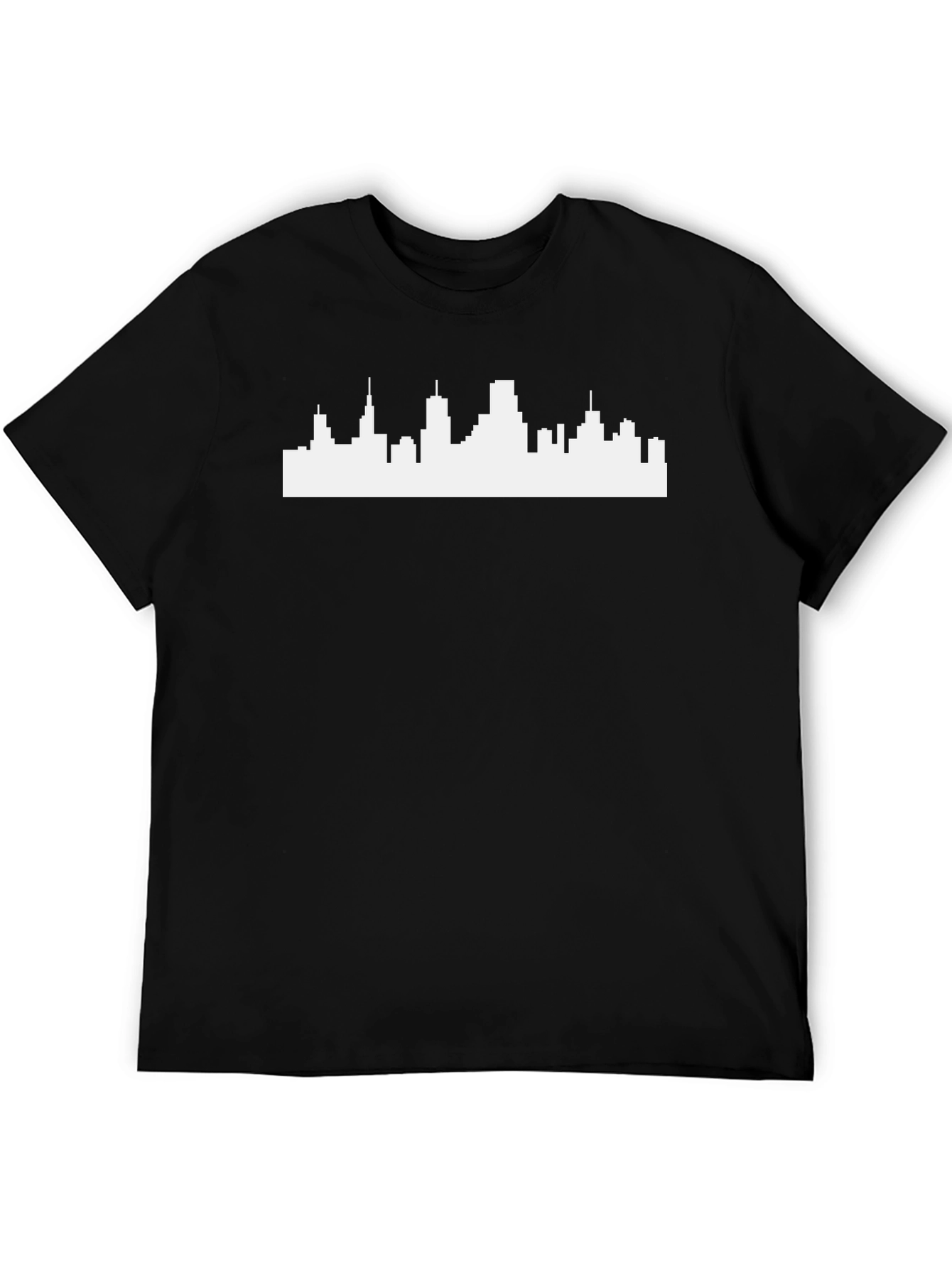 Camiseta Negra con Skyline Urbano Blanco
