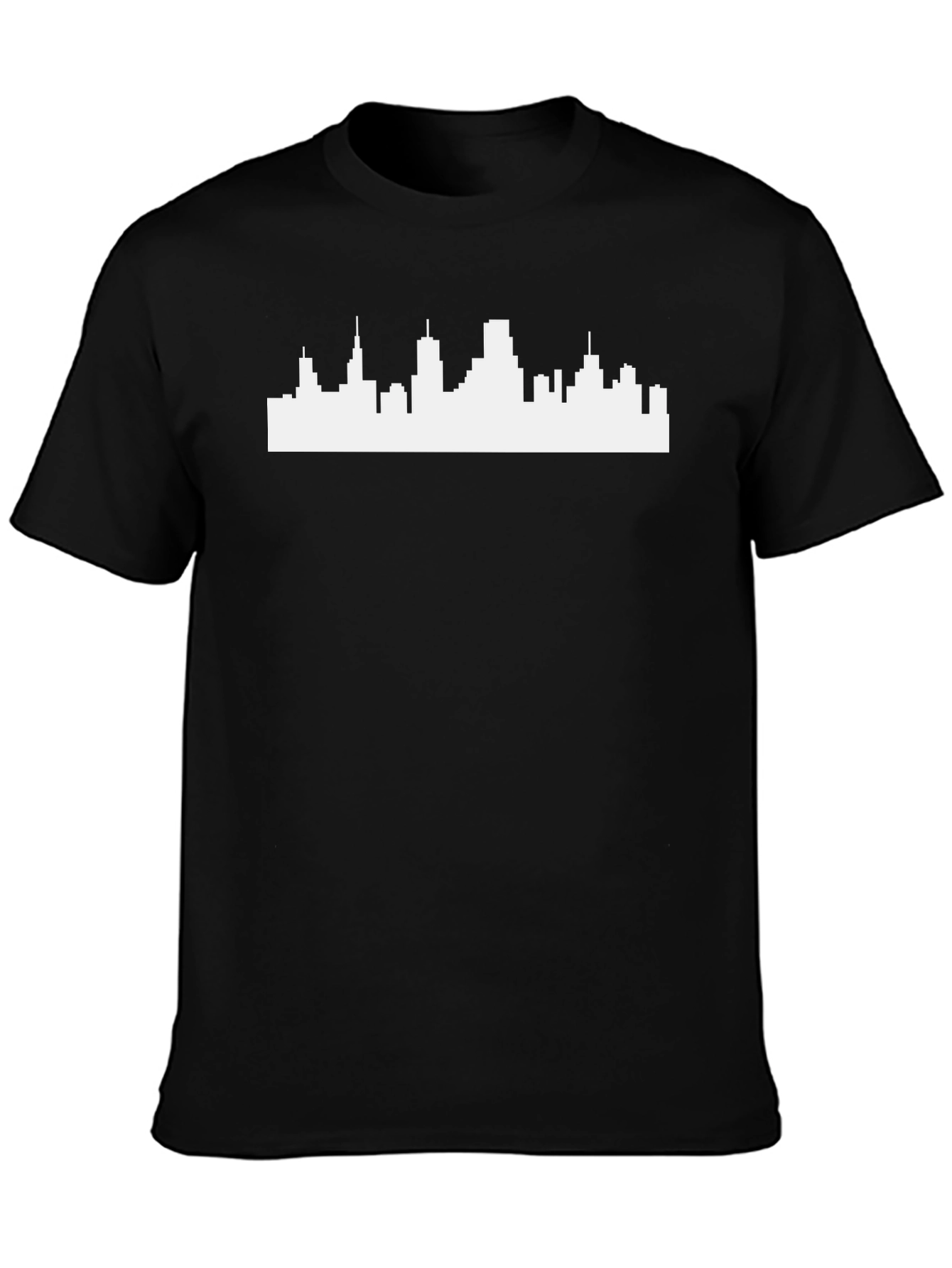 Camiseta Negra con Skyline Urbano Blanco