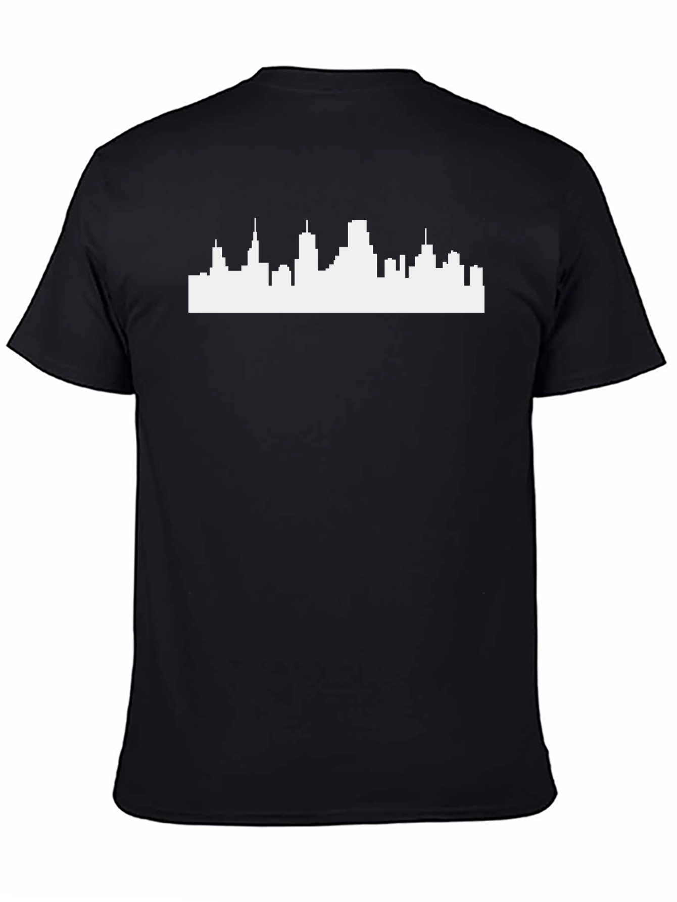Camiseta Negra con Skyline Urbano Blanco