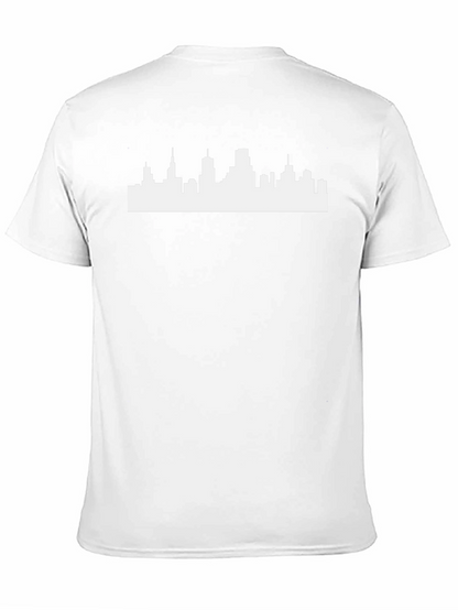 Camiseta Negra con Skyline Urbano Blanco
