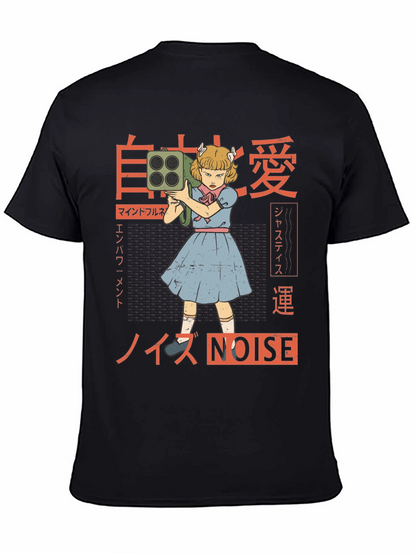 Camiseta Negra con Diseño Estilo Anime NOISE