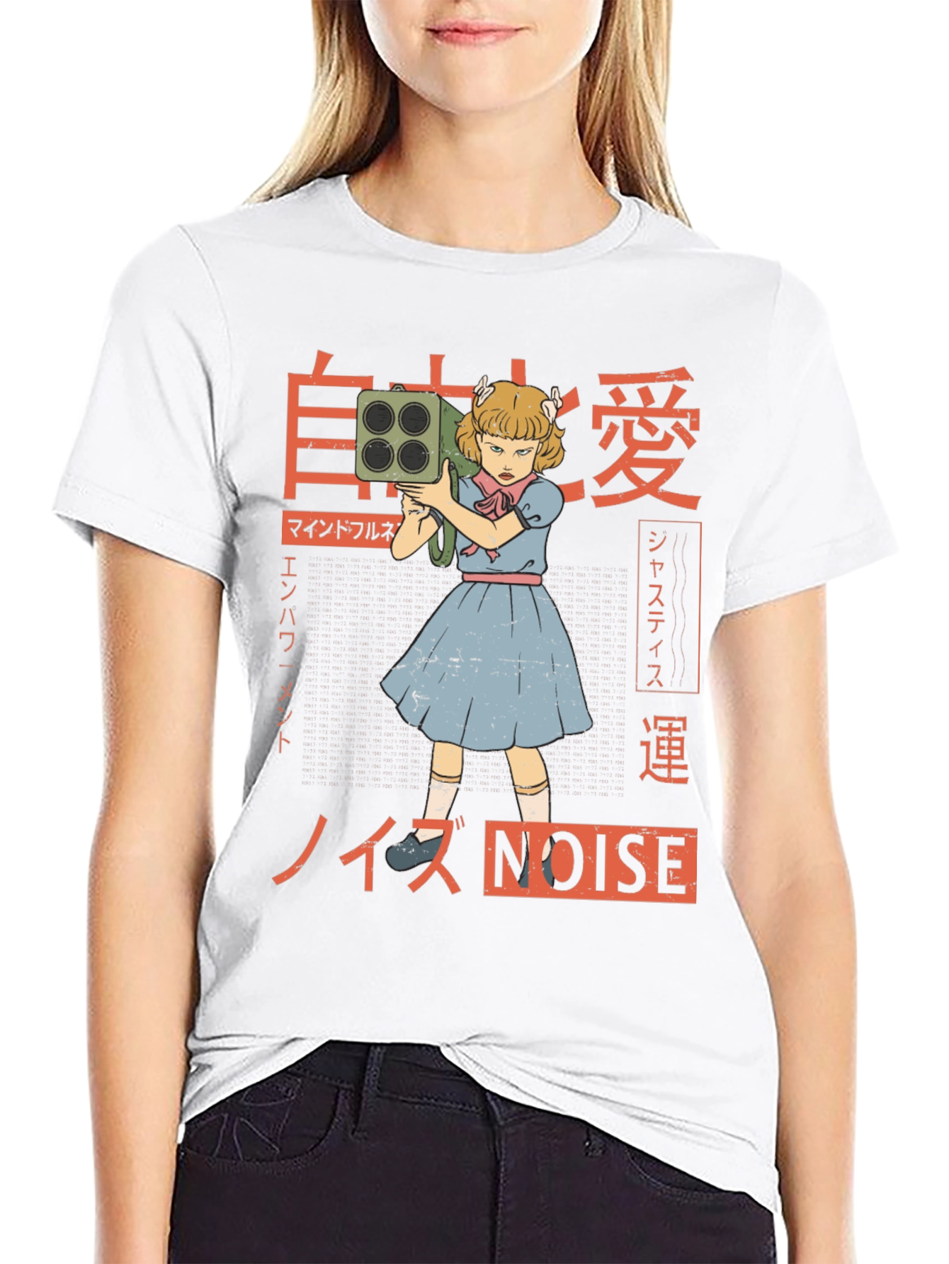 Camiseta Negra con Diseño Estilo Anime NOISE