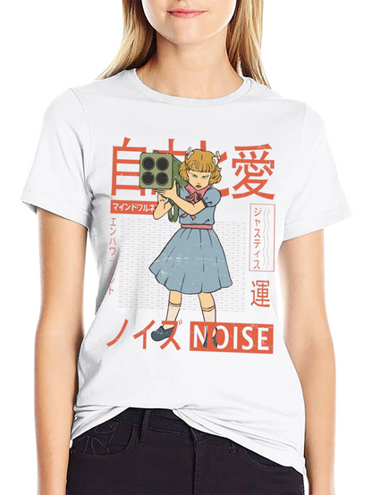 Camiseta Negra con Diseño Estilo Anime NOISE