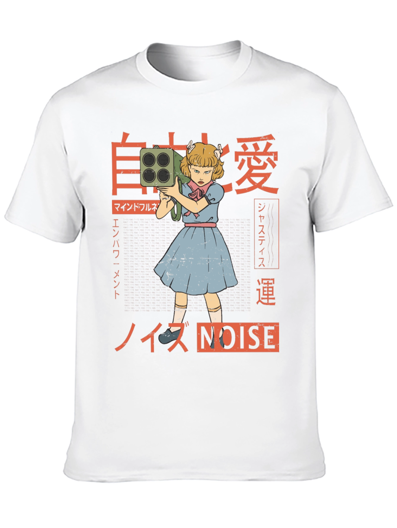 Camiseta Negra con Diseño Estilo Anime NOISE