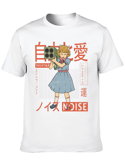 Camiseta Negra con Diseño Estilo Anime NOISE