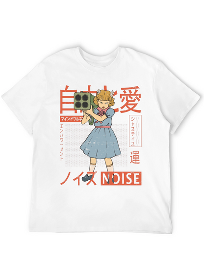 Camiseta Negra con Diseño Estilo Anime NOISE