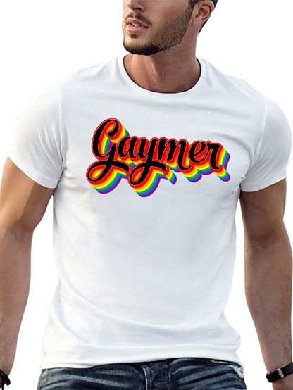 Camiseta Gaymer con diseño de arcoíris