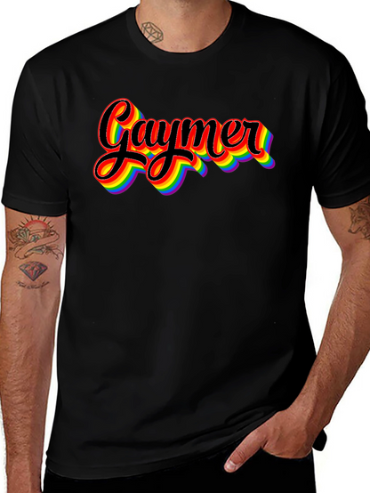 Camiseta Gaymer con diseño de arcoíris