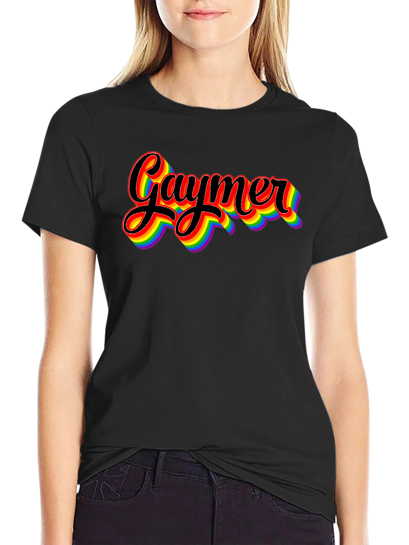 Camiseta Gaymer con diseño de arcoíris