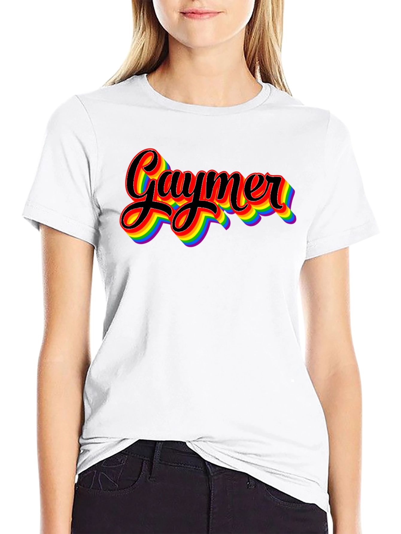 Camiseta Gaymer con diseño de arcoíris