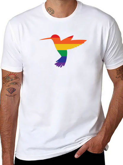 Camiseta Negra con Diseño de Colibrí Arcoíris