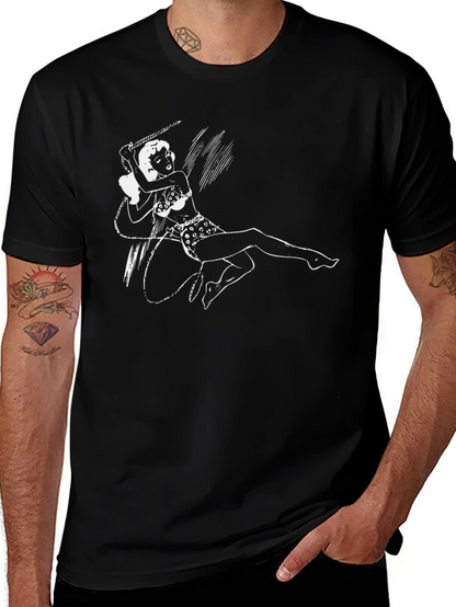 Camiseta Negra con Diseño Pin-Up Salvaje