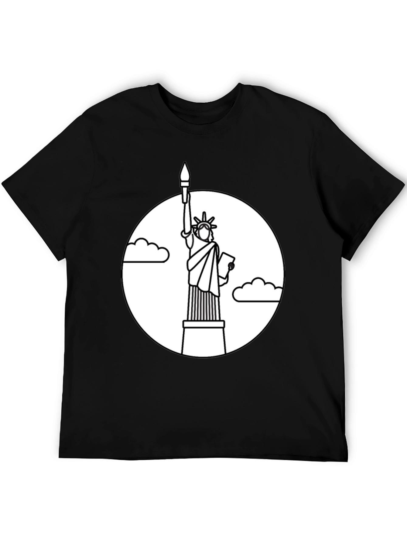 Camiseta Negra Estatua Libertad Contorno