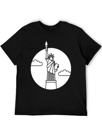 Camiseta Negra Estatua Libertad Contorno