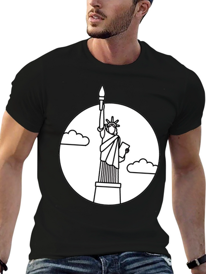 Camiseta Negra Estatua Libertad Contorno