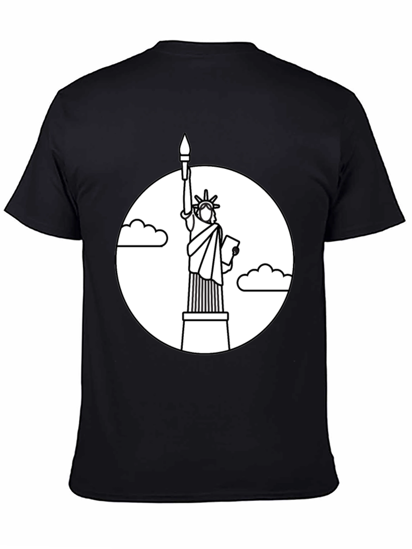 Camiseta Negra Estatua Libertad Contorno
