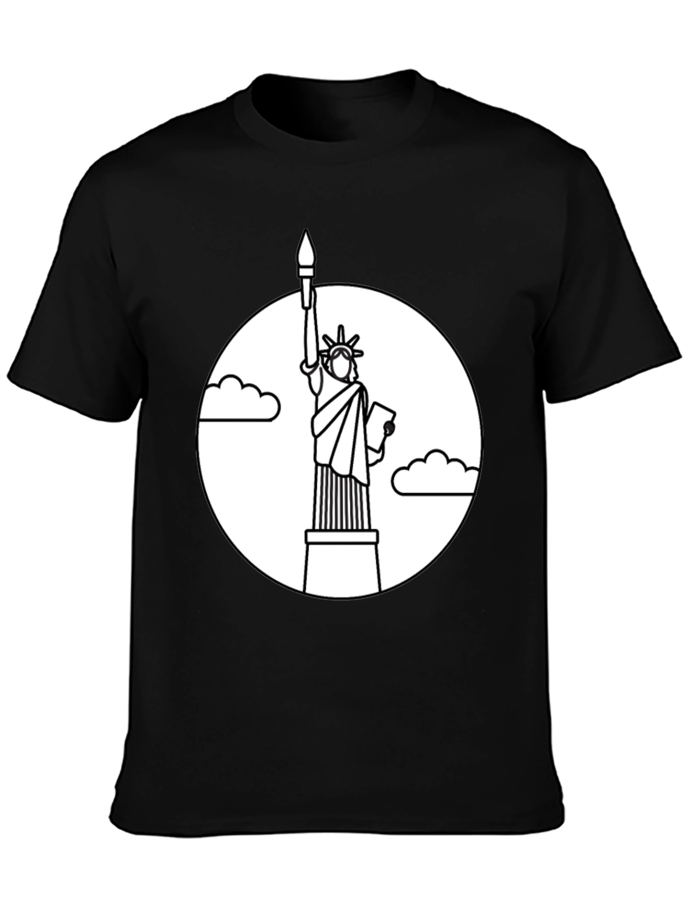 Camiseta Negra Estatua Libertad Contorno