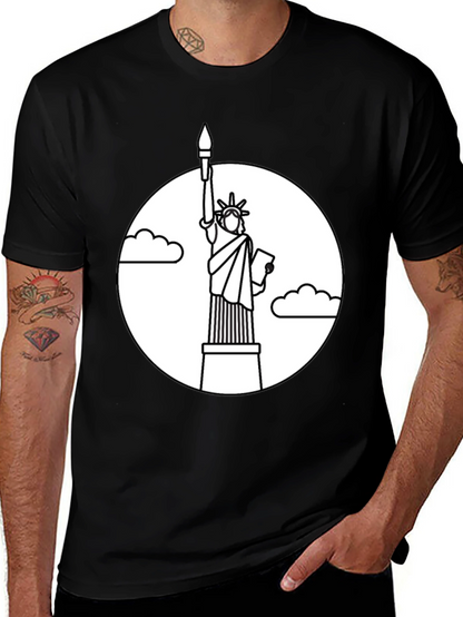 Camiseta Negra Estatua Libertad Contorno