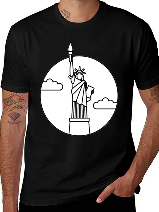 Camiseta Negra Estatua Libertad Contorno