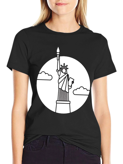 Camiseta Negra Estatua Libertad Contorno