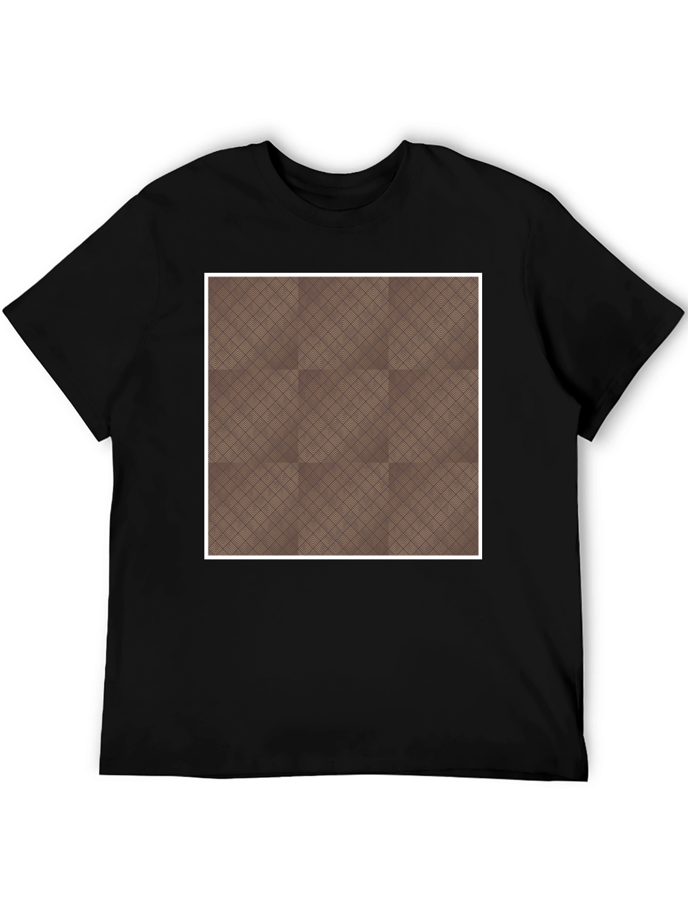 Camiseta Negra con Diseño Geométrico Marrón