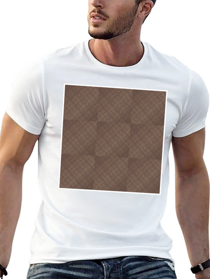 Camiseta Negra con Diseño Geométrico Marrón
