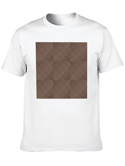 Camiseta Negra con Diseño Geométrico Marrón