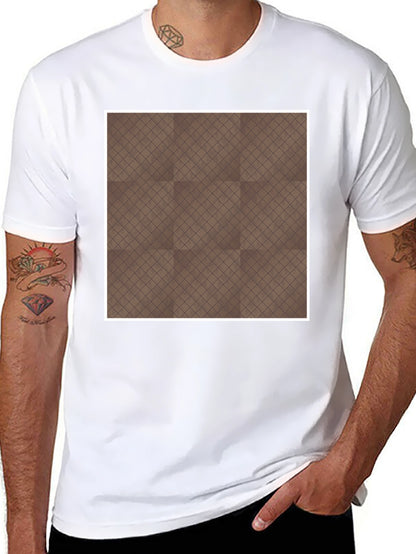 Camiseta Negra con Diseño Geométrico Marrón